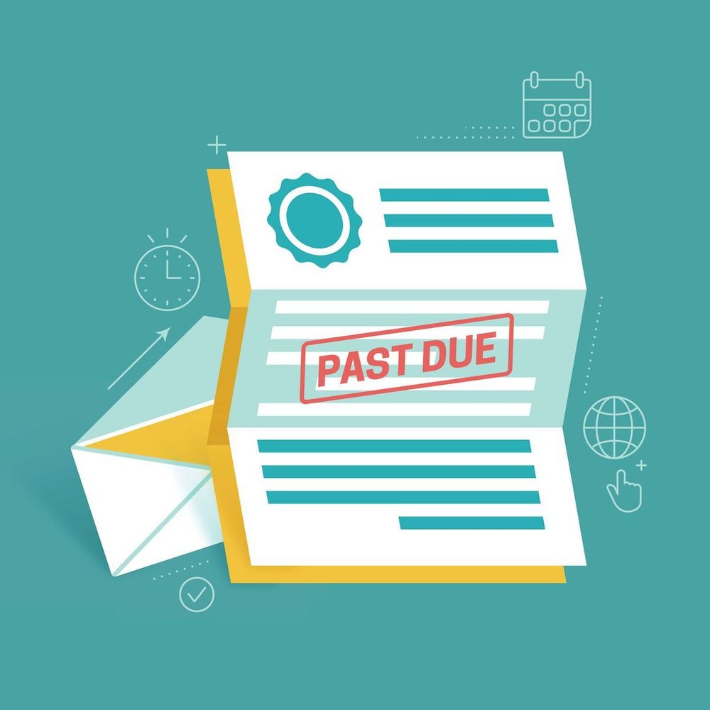 Graphic depiction of a past due bill notification.