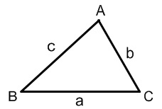 Diagram of acute triangle A B C.